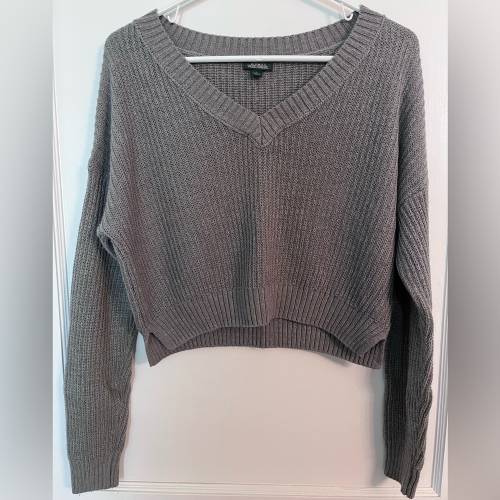 Gray V-Neck Women's Sweater